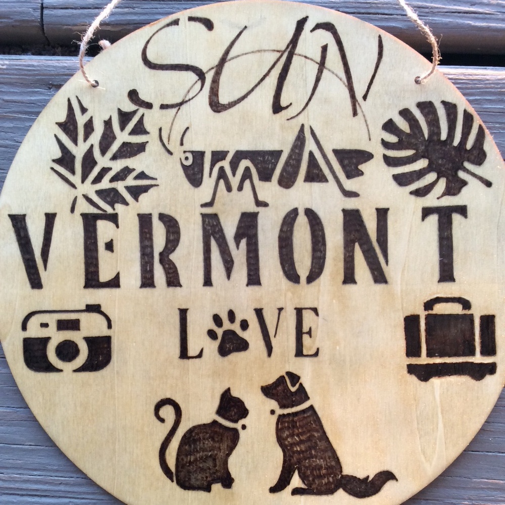 Handmade- Wall Hanging Wood-Burning Art Made In Vermont